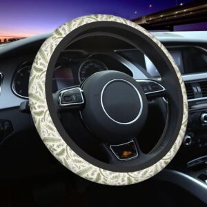 Swono Leaves Green Universal 15" Steering Wheel Covers Green Leaves and Fern Plants Cute Car Steering Wheel Cover for Men Women Girls Car Accessories