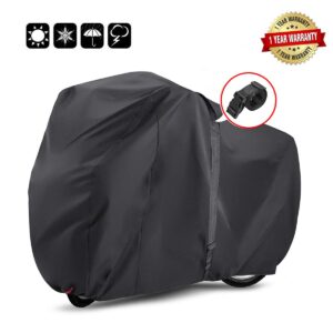 EUGO Bike Cover for 2 or 3 Bikes Outdoor Waterproof Bicycle Motorcycle Covers XL XXL Oxford Fabric Rain Sun UV Dust Wind Proof for Mountain Road Electric Bike (Black-210D-XL for 2 Bikes)