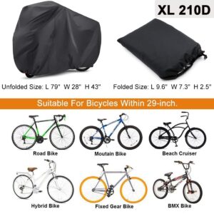 EUGO Bike Cover for 2 or 3 Bikes Outdoor Waterproof Bicycle Motorcycle Covers XL XXL Oxford Fabric Rain Sun UV Dust Wind Proof for Mountain Road Electric Bike (Black-210D-XL for 2 Bikes)