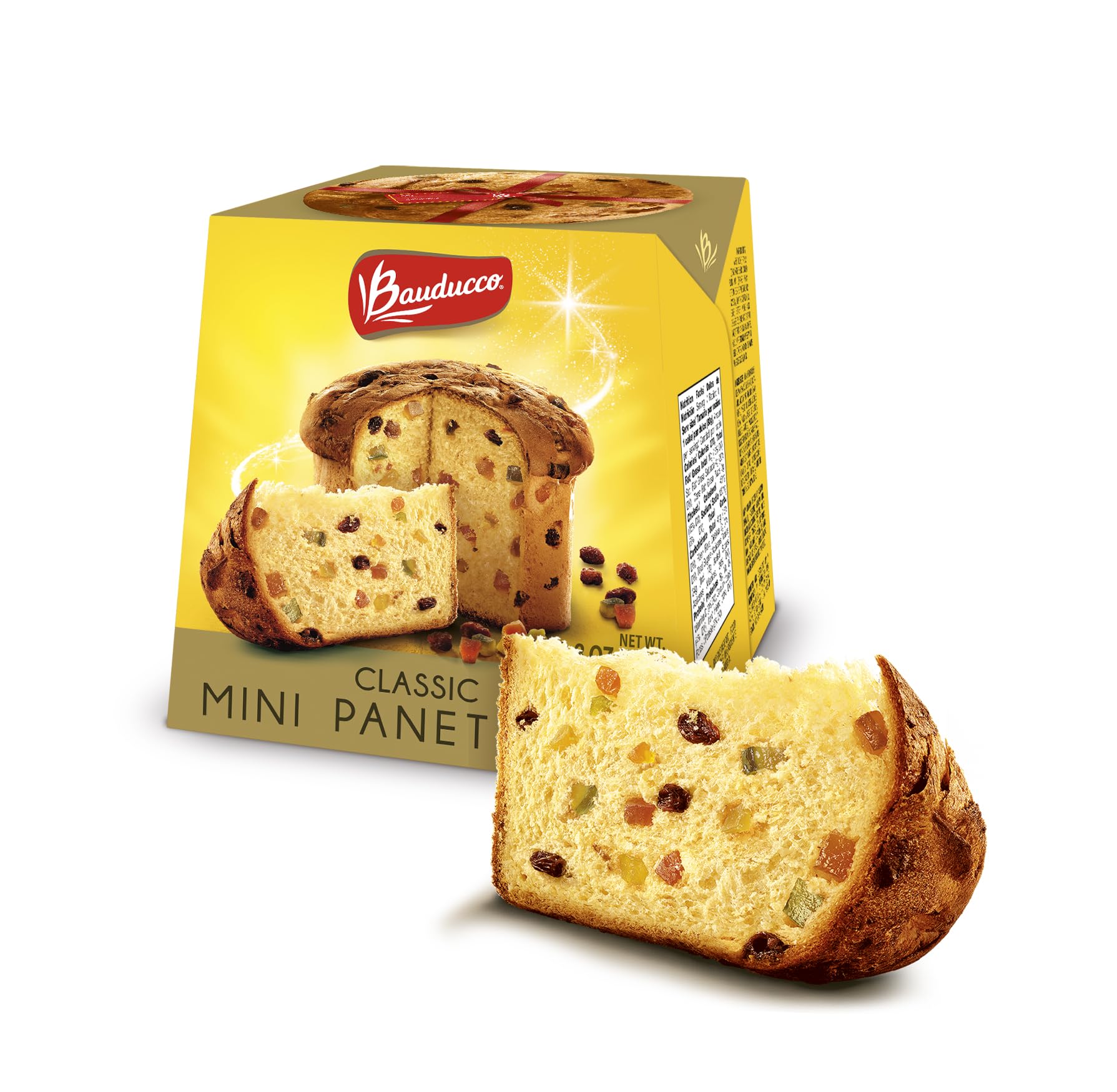 Bauducco Mini Panettone - Moist & Fresh Holiday Cake - Traditional Italian Recipe With Candied Fruit & Raisins - 2.8oz