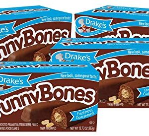 Drake's Funny Bones 40 Twin-Wrapped Peanut Creme-Filled Devils Food Cakes (Pack of 4)