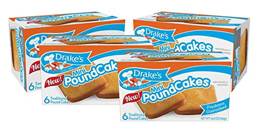 Drake's Mini Pound Cakes, 24 Traditional Pound Cakes (Pack of 4)