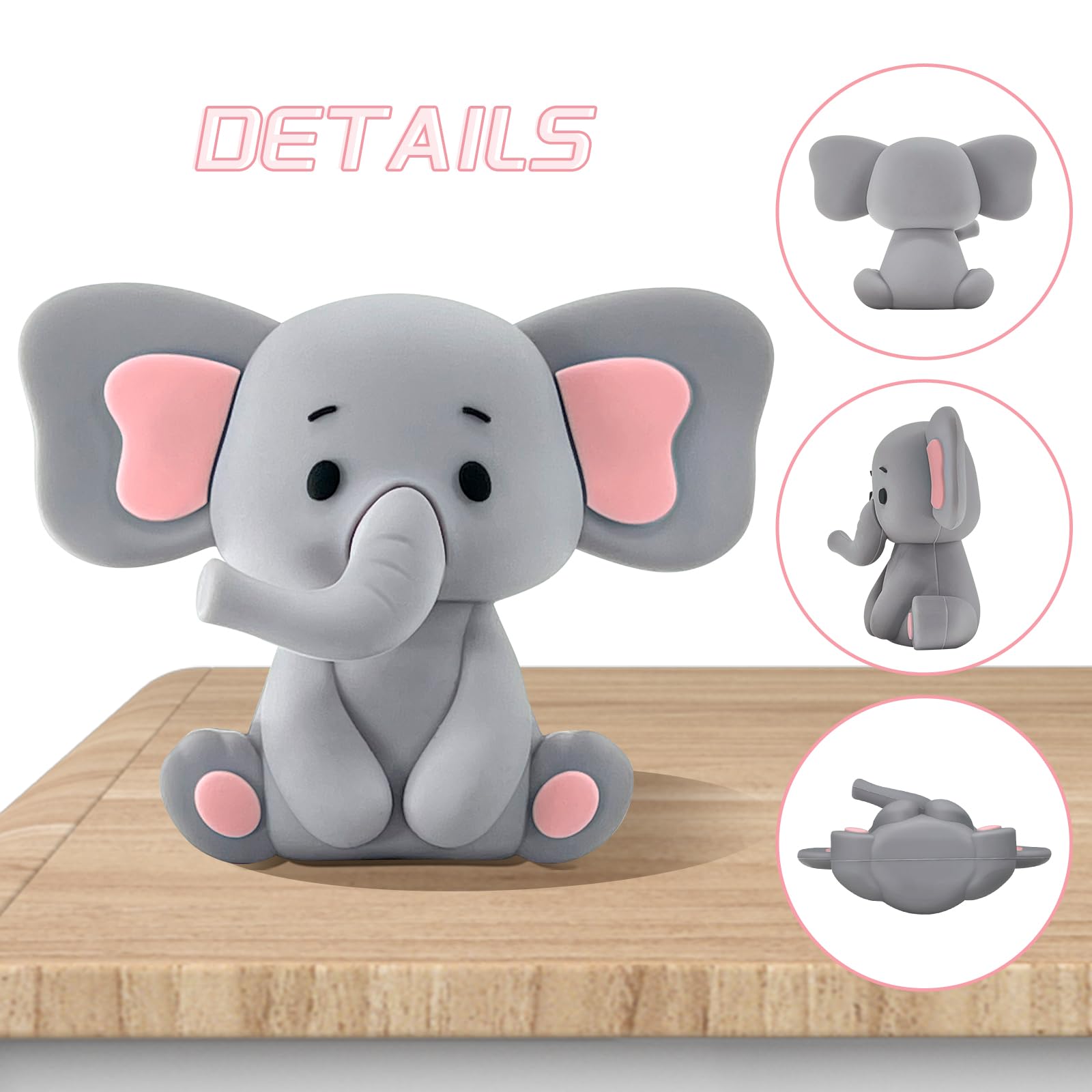 28 Pcs Elephant Cake Toppers Balls Cake Decorations DIY Cake Topper for Boy Girl Baby Shower Birthday Party Decorations (Pink)