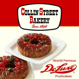 Collin Street Bakery DeLuxe Fruitcake - Handcrafted Fresh with Pecans, Pineapple, Papaya, Ripe Cherries, Raisins, & Honey - Giftable Collector's Tin - Baked in Texas Since 1896-8" - 102A