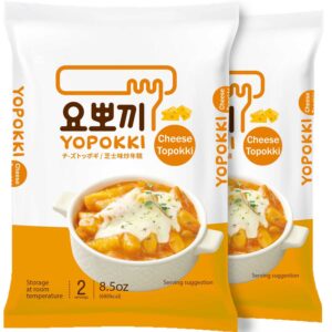 Yopokki Instant Tteokbokki Pack (Cheese, Pack of 2) Korean Street food with cheese sauce Topokki Rice Cake - Quick & Easy to Prepare