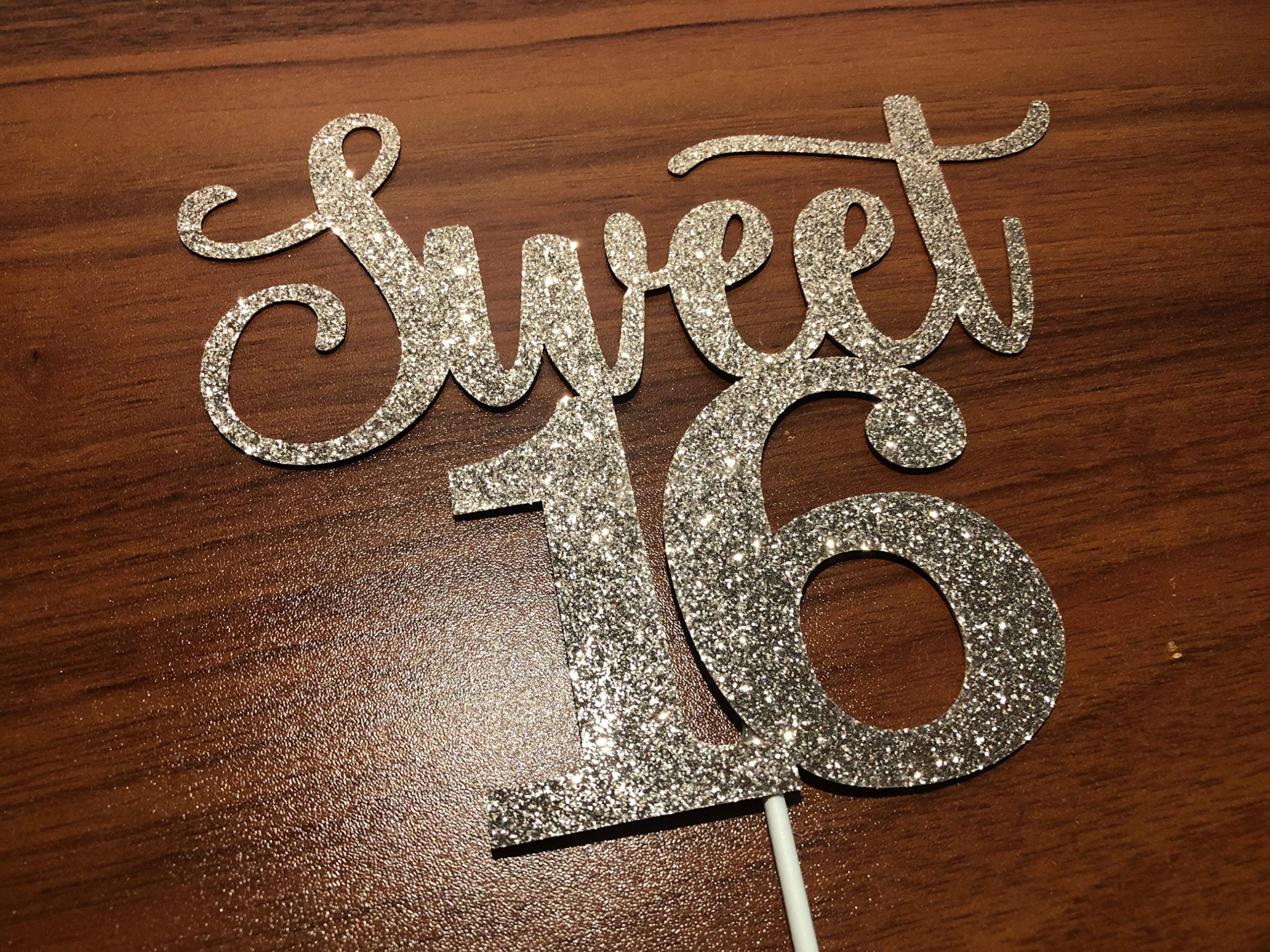 Sweet 16 Cake Toppers Rose Gold Glitter, Sweet 16 Cake Topper, Sweet 16 Birthday Cake Topper, 16th Birthday Cake Topper, Sweet 16 Decorations for Cake, Sweet 16 Decorations (Double Sided Glitter)