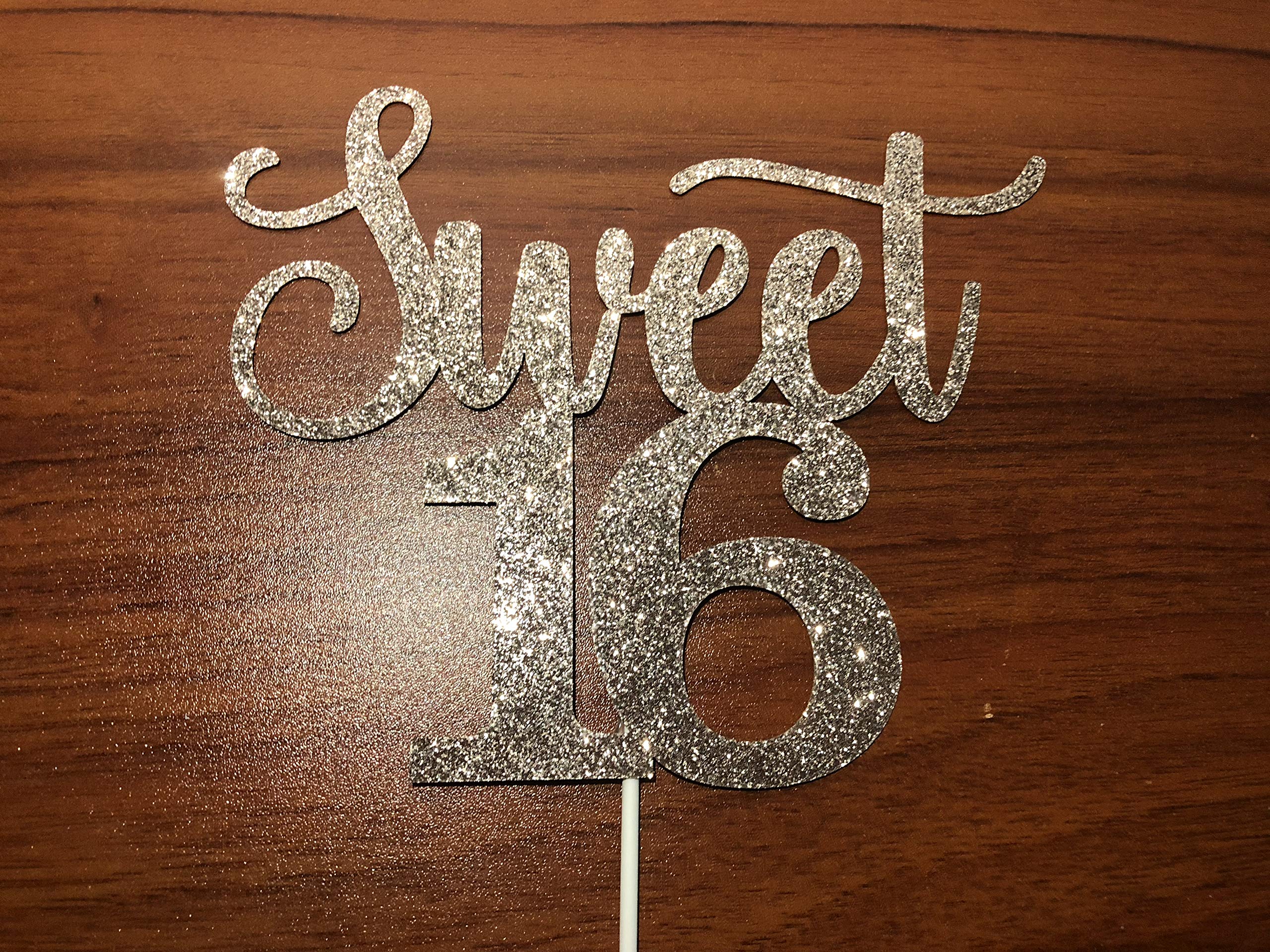 Sweet 16 Cake Toppers Rose Gold Glitter, Sweet 16 Cake Topper, Sweet 16 Birthday Cake Topper, 16th Birthday Cake Topper, Sweet 16 Decorations for Cake, Sweet 16 Decorations (Double Sided Glitter)