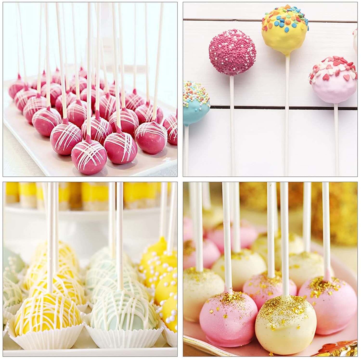 150 Count 4 INCH White Paper Lollipop Sticks,Cake Pop Sticks,Sucker Sticks for Cookies,Rainbow Candy,Chocolate,Cake Topper