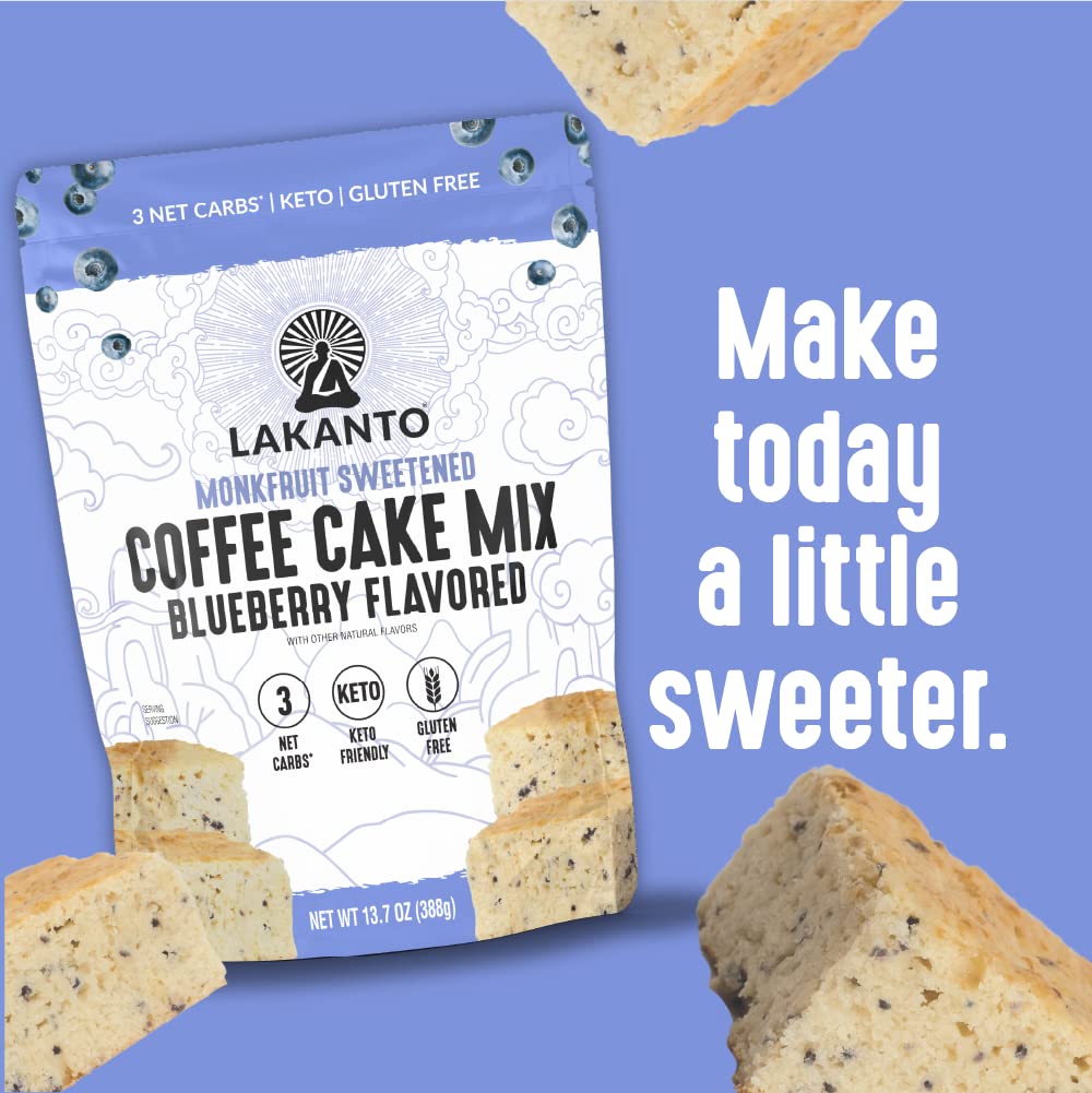 Lakanto Blueberry Coffee Cake Mix - Sweetened with Monk Fruit Sweetener, Keto Diet Friendly, Gluten Free, 3 Net Carbs (13.7 oz)