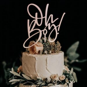 YESSWL Oh Boy Cake Topper - Wooden Boy Baby Shower Birthday Party Cake Decorations for It's a Boy 1st Birthday Party Photo Booth Props， gender Reveals Party Decorations (Wood Oh Boy Cake Topper)