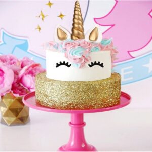 Yashell Topper, Reusable Gold Horn,Ears and Eyelashes Cake Value Set for Unicorn Party Decoration for Baby Shower，Weddin