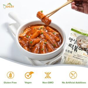 Apexy Korean Rice Cake Tteokbokkik Rice Cake, Chewy Tteok, Authentic Korean Street Food Snack, Perfect with Cheese and Ramen Noodles, No MSG, No Corn Syrup, Vegan and Gluten Free, Non-GMO 21.16 oz