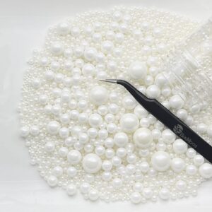 white edible pearls for cake decorating 5.1 oz | white sprinkles | cake pearls edible white | white pearl sprinkles | kosher certified white sugar pearls mix size with tweezers