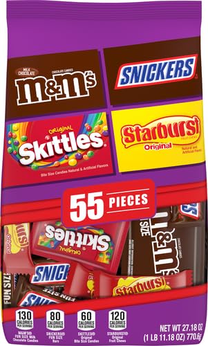 M&M'S, SNICKERS, STARBURST & SKITTLES Assorted Candy Variety Pack, 27.18 oz, 55 Pieces Bulk Candy Bag