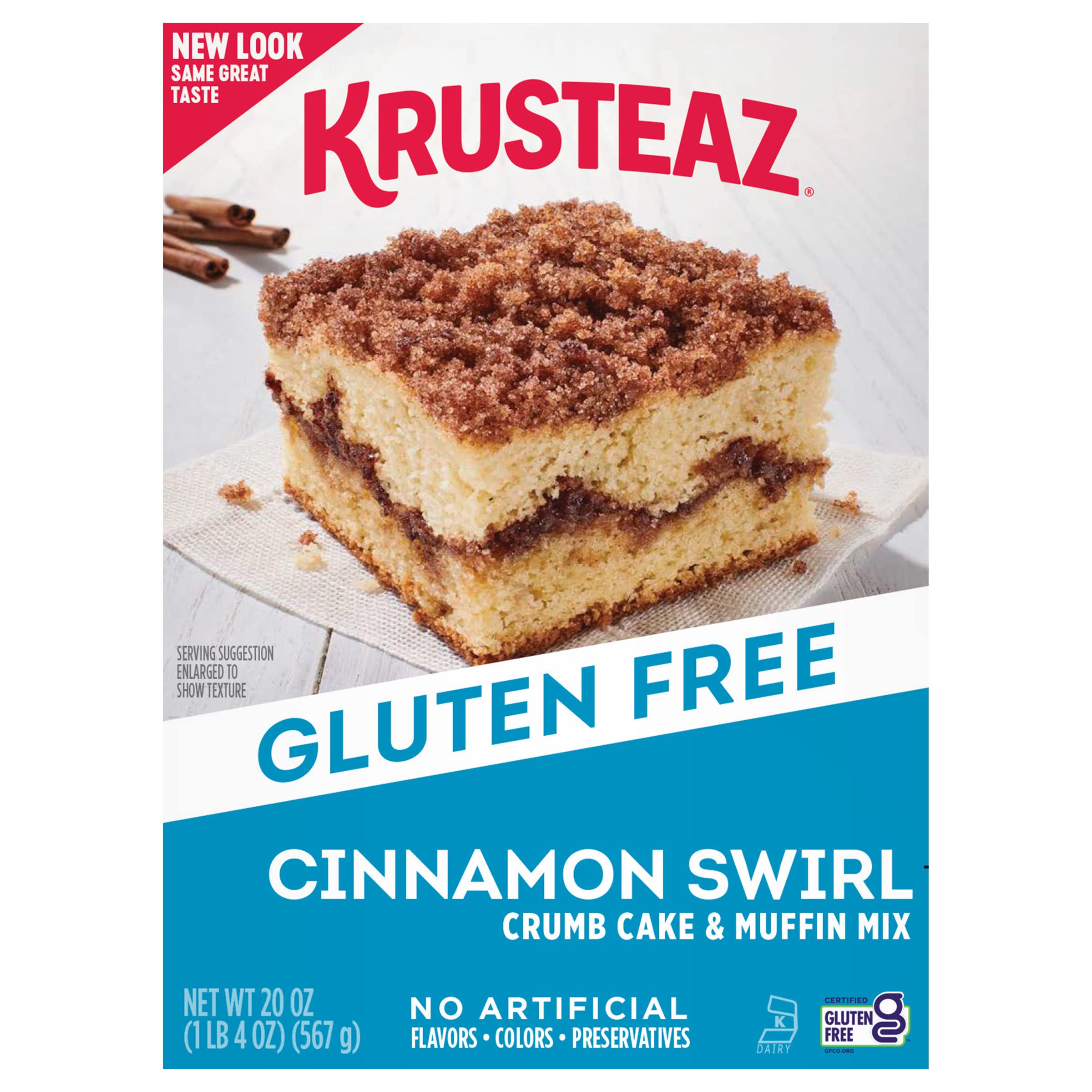 Krusteaz Gluten Free Cinnamon Swirl Crumb Cake & Muffin Mix, 20 oz Boxes (Pack of 8)