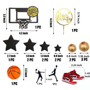 Basketball Cake Topper, 19pcs Basketball Cake Toppers With Sneakers Star Gold Balls For Boys Men Birthday Party Cake decorations