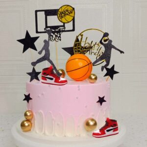 Basketball Cake Topper, 19pcs Basketball Cake Toppers With Sneakers Star Gold Balls For Boys Men Birthday Party Cake decorations