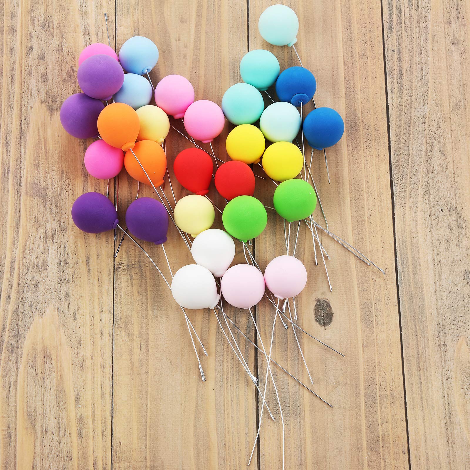 Skylety 30 Pieces Balloon Cake Topper Mini Colorful Balloon Cake Picks Round Balloon Cupcake Topper Cake Decoration for Dollhouse Party Decorations Birthday Wedding (Assorted Color)