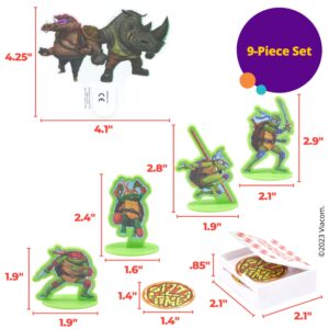 DecoSet® Teenage Mutant Ninja Turtles™ Pizza Power Cake Topper, 6-Piece Cake Decoration With Turtle Figurines, Cake Pic, And Pizza Launcher ! | For Birthday, Parties, Celebration