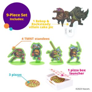 DecoSet® Teenage Mutant Ninja Turtles™ Pizza Power Cake Topper, 6-Piece Cake Decoration With Turtle Figurines, Cake Pic, And Pizza Launcher ! | For Birthday, Parties, Celebration