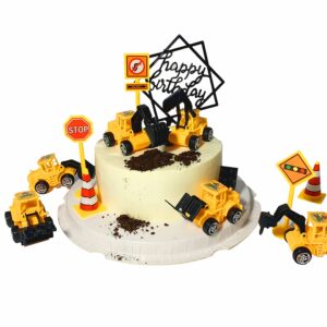 20-pieces mini construction vehicles Cake Decoration Set truck cake toppers construction birthday party supplies 6 PCS Construction Trucks Toys 5 Pieces Road Sign decorations