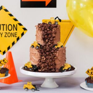 20-pieces mini construction vehicles Cake Decoration Set truck cake toppers construction birthday party supplies 6 PCS Construction Trucks Toys 5 Pieces Road Sign decorations