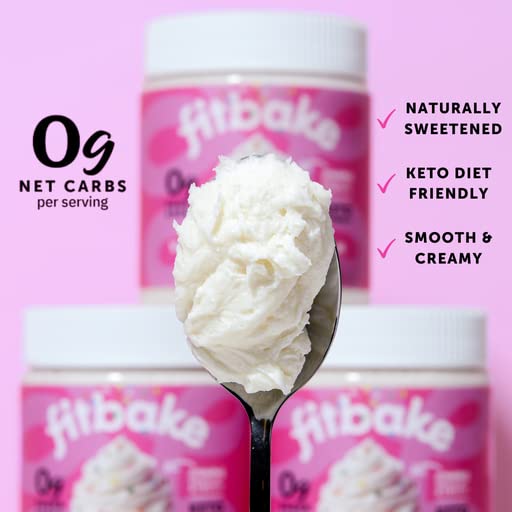 FitBake Vanilla Buttercream Frosting | Keto Frosting for Low Carb Desserts | No Sugar Added Keto Icing For Keto Cakes | 0g Net Carbs | Gluten Free Frosting | Low Carb Food | Keto Friendly 8oz