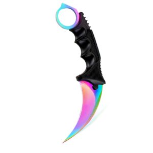 topoint karambit knife, stainless steel fixed blade with sheath and cord knife cs-go for hunting camping and field survival