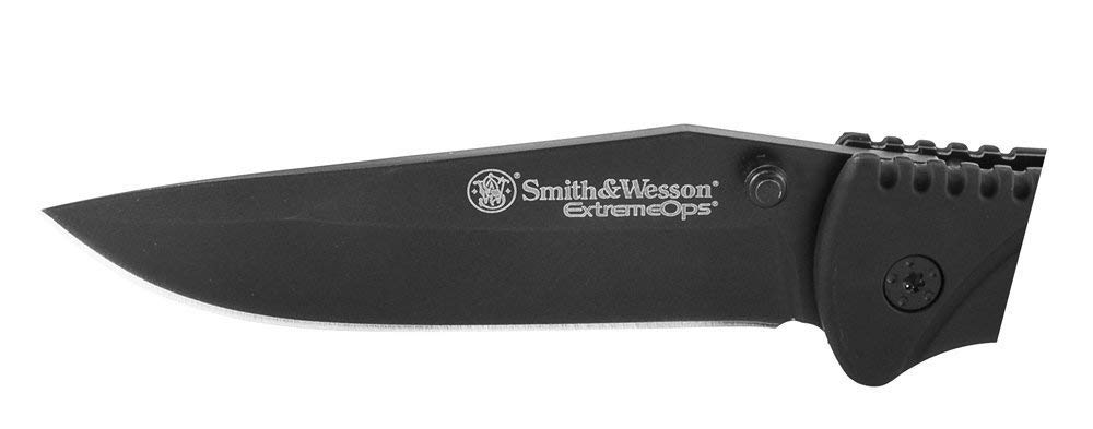 Smith & Wesson Extreme Ops SWA25 7.8in High Carbon S.S. Folding Knife with 3.3in Clip Point Blade and Aluminum Handle for Outdoor, Tactical, Survival and EDC