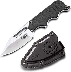 sog small fixed blade knife - instinct boot knife, edc knife, neck knife, 2.3 inch full tang blade w/ knife sheath and clip, 4in. x 1in. x 8.5in. (nb1012-cp) , black