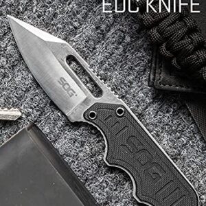 SOG Small Fixed Blade Knife - Instinct Boot Knife, EDC Knife, Neck Knife, 2.3 Inch Full Tang Blade w/ Knife Sheath and Clip, 4in. x 1in. x 8.5in. (NB1012-CP) , Black