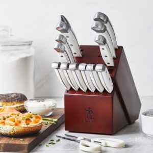 HENCKELS Statement Razor-Sharp 15-Piece White Handle Knife Set with Block, German Engineered Knife Informed by over 100 Years of Mastery