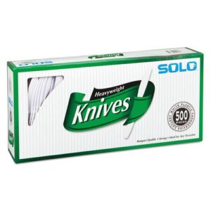 solo cup company - heavyweight plastic cutlery, knives, white, 7 in, 500/carton 827271 (dmi ct