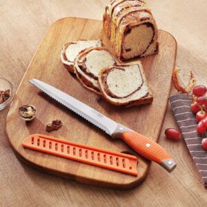 VITUER Bread Knife with Cover, 8 inch Serrated Bread Knife for homemade bread, Bread Cutter Ideal for Slicing Homemade Bread, Bagels, Cake (8-Inch Blade with 5-Inch Handle)