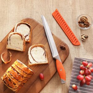 VITUER Bread Knife with Cover, 8 inch Serrated Bread Knife for homemade bread, Bread Cutter Ideal for Slicing Homemade Bread, Bagels, Cake (8-Inch Blade with 5-Inch Handle)