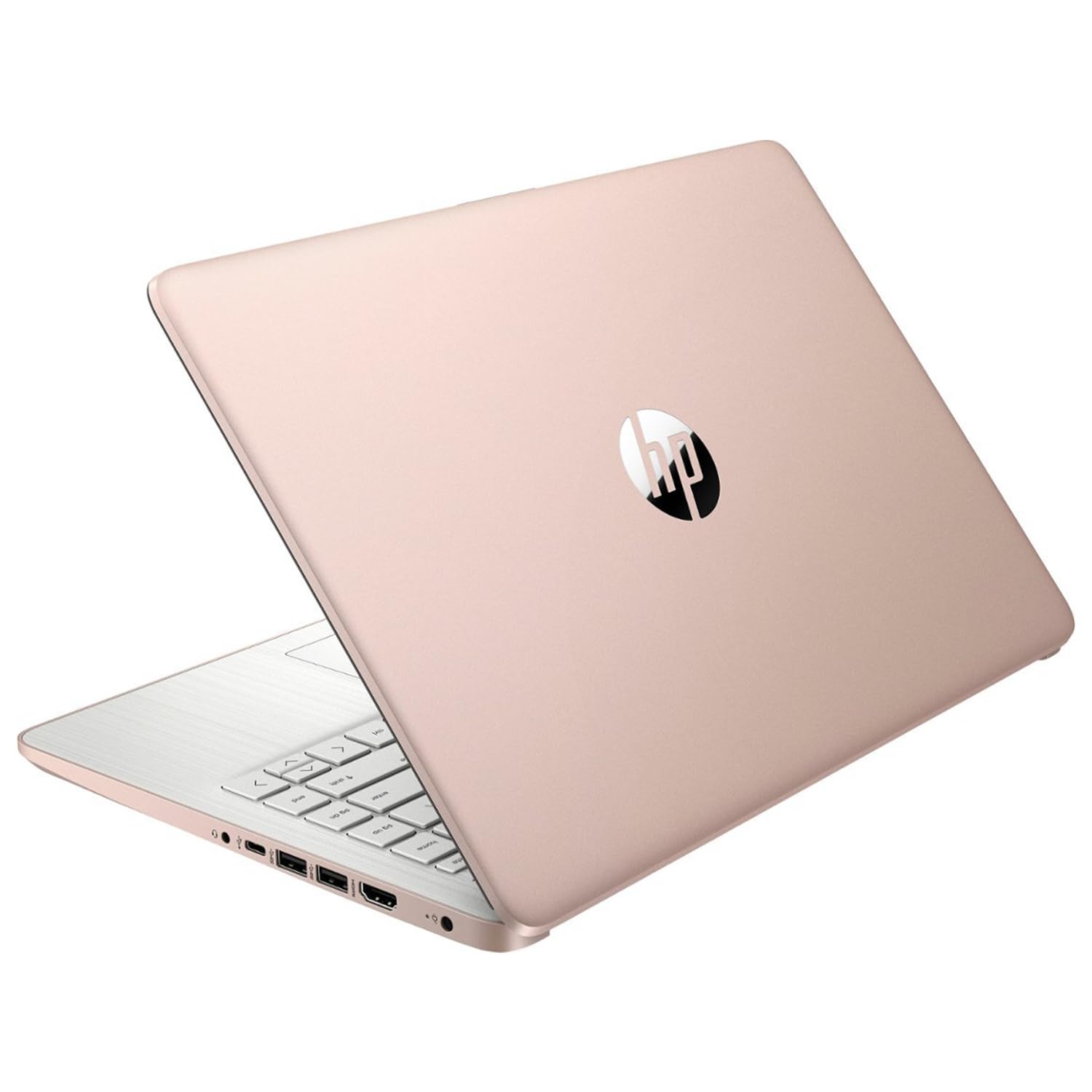 HP Essential Laptop, 14" HD Display, Intel Celeron N4120, 16GB RAM, 64GB eMMC, Webcam, HDMI, Wi-Fi, RJ-45, 1 Year Office 365, Windows 11 Home, Rose Gold