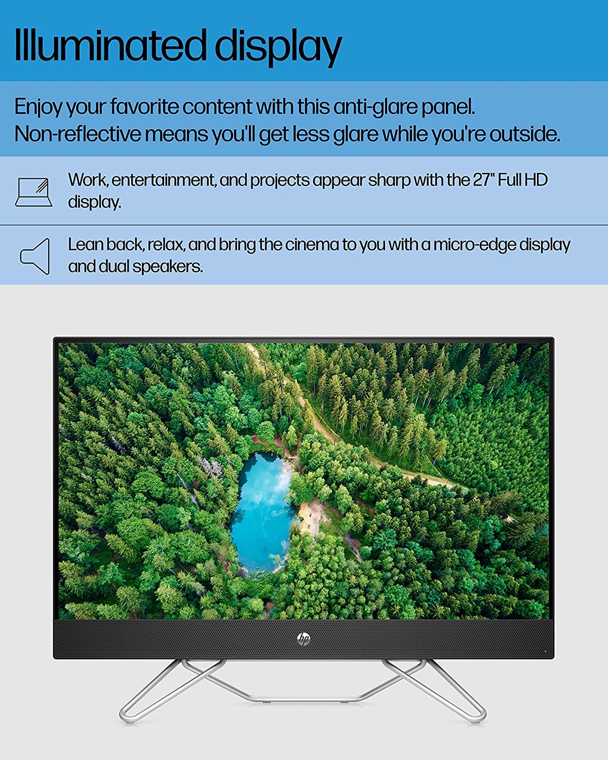 HP All-in-One Business Desktop, 27" FHD Micro-Edge Display, 12th Gen Intel Core i7-1255U, 4GB RAM, 2TB SSD, HDMI, RJ-45, Webcam, Wireless KB&Mouse, Wi-Fi 6, Windows 11 Pro