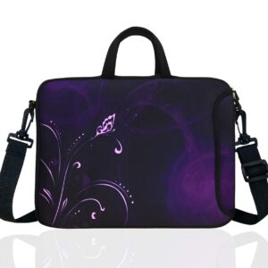 15-Inch to 15.6-Inch Neoprene Laptop Shoulder Messenger Bag Case Sleeve For 14 15 15.6" Inch Acer/Asus/Dell/Lenovo/Thinkpad/HP/Macbook Pro/Air (Purple Flower)