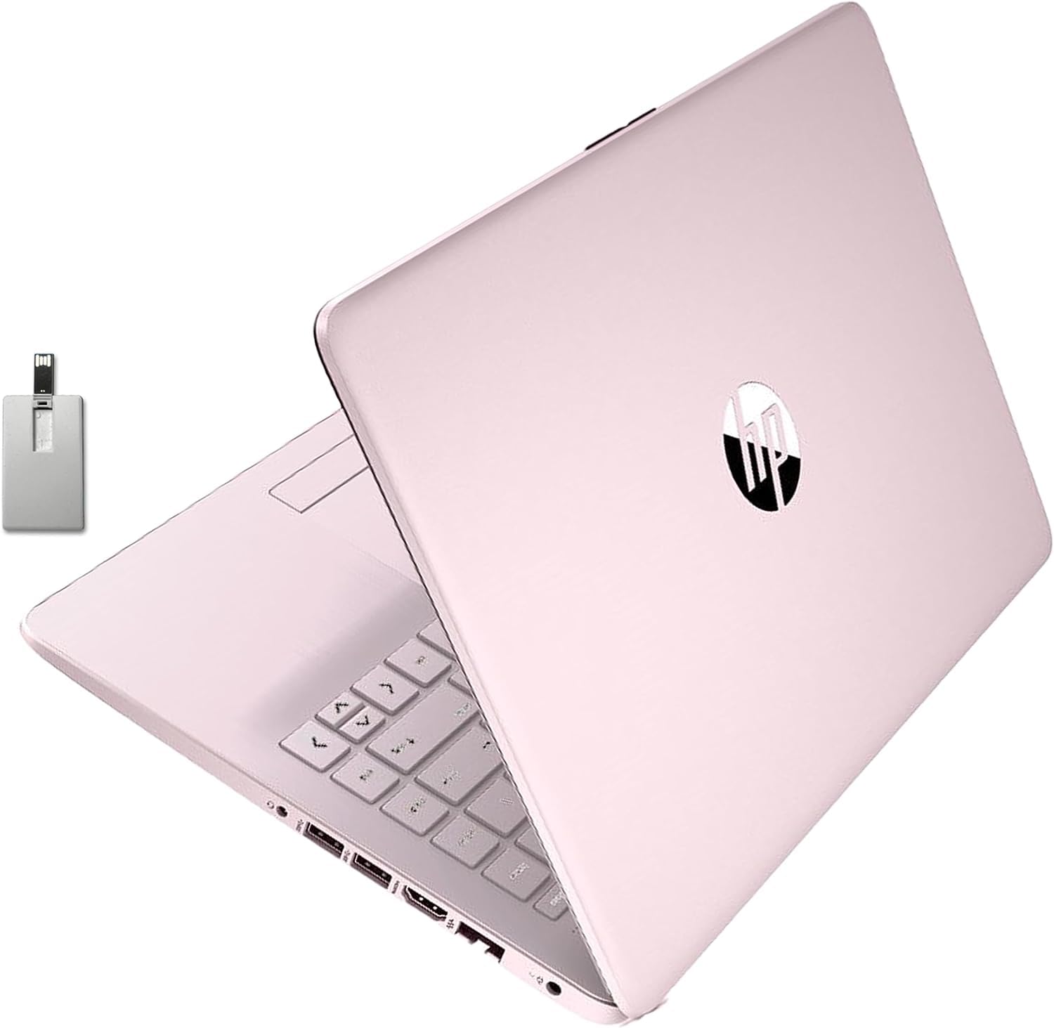 HP Stream 14" HD BrightView Laptop, Intel Celeron N4020 Processor, 4GB RAM, 64GB SSD, Intel HD Graphics, 720p Webcam, 1 year Office 365, Pink, Win 11 S, 32GB Hotface USB Card