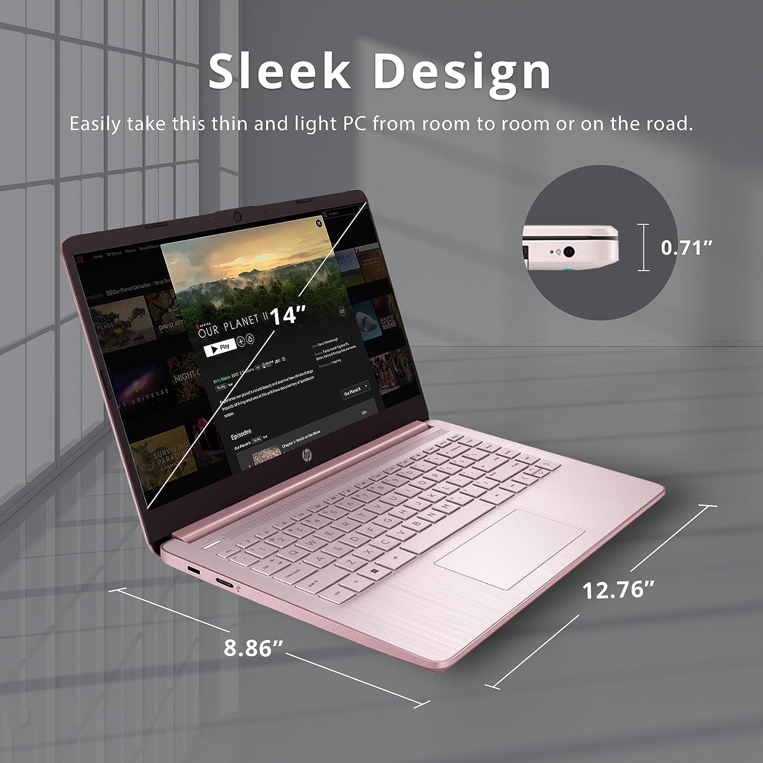 HP Stream 14" HD BrightView Laptop, Intel Celeron N4020 Processor, 4GB RAM, 64GB SSD, Intel HD Graphics, 720p Webcam, 1 year Office 365, Pink, Win 11 S, 32GB Hotface USB Card