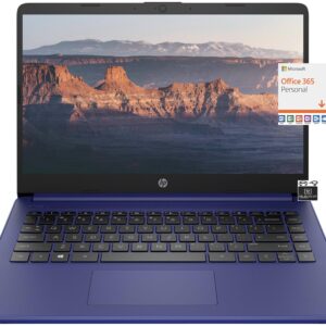 HP 2023 Newest 14" HD Ultral Light Thin Laptop, Quad-Core Intel Celeron Processor, 4GB RAM, 64GB eMMC, Webcam, HDMI, Wi-Fi, Upto 11 Hours, Windows 11 S + 1 Year Office 365+HubxcelAccessory, Blue