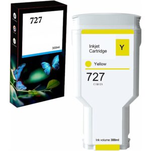 aymsous compatible for hp 727 yellow 300ml remanufactured ink cartridge replacement for hp 727 for hp727 for hp 727y for hp designjet t920 t930 t1500 t1530 t2500 t2530 printers