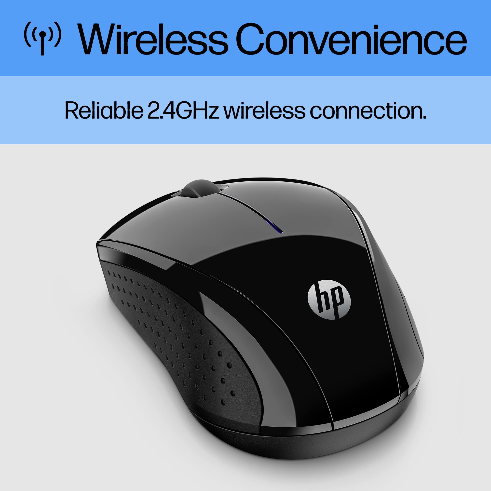 HP Wireless Mouse - Black, 15-Month Battery, 1600 DPI Sensor, Side Grips - For PC/Laptop, Mac, Chromebook