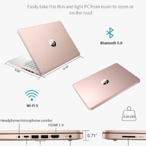 HP Newest Laptop Computer, 14” HD Light PC, Intel Quad-Core Celeron N4120, 8GB DDR4 RAM, 192GB Storage, 1-Year Office 365, Windows 11, Long Battery Life, Webcam, USB-C, Wi-Fi 5, HDMI, Rose Gold, PCM