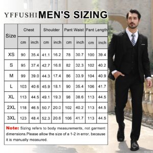 YFFUSHI Men's Slim Fit 3 Piece Suit One Button Blazer Tux Vest & Trousers,Black,Large