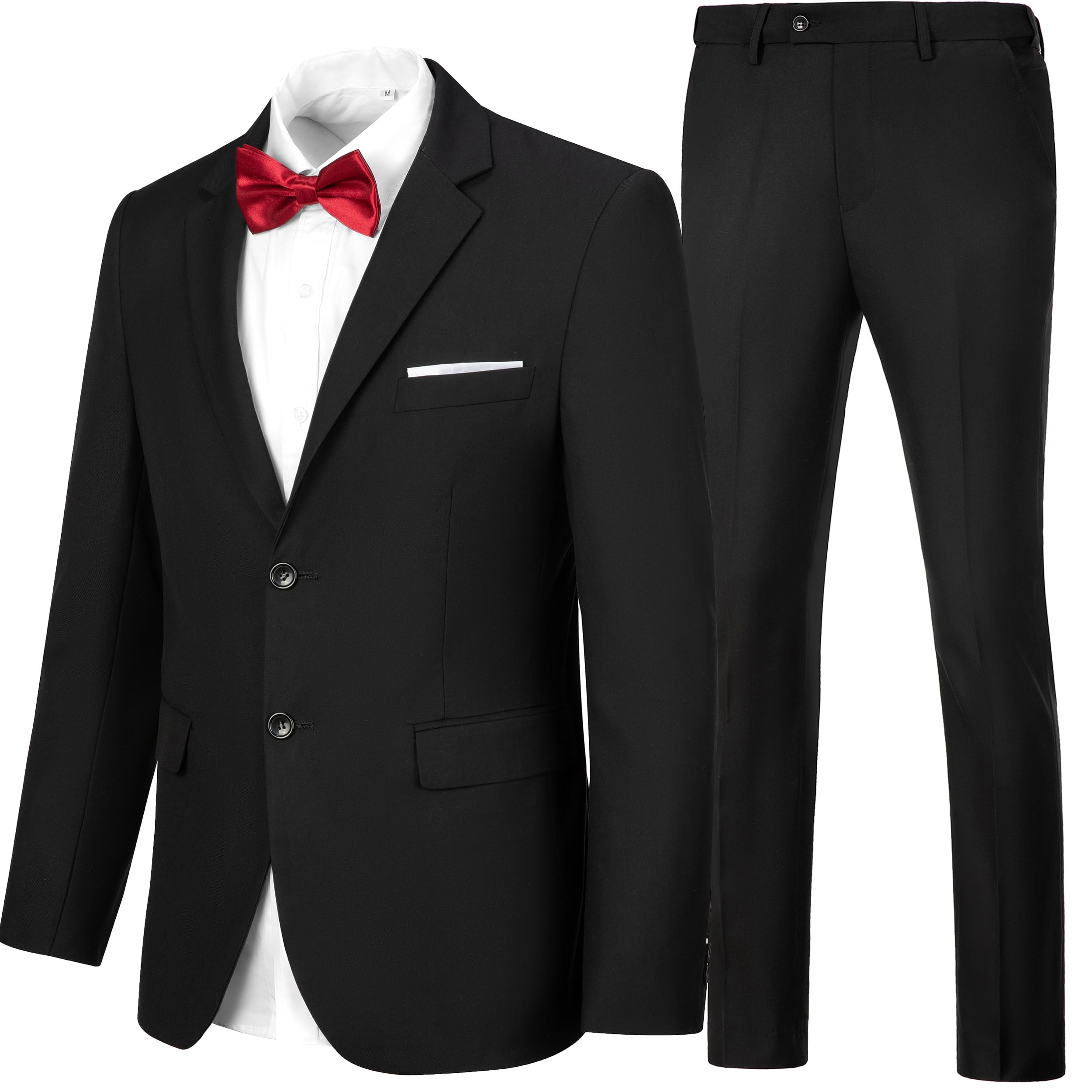 Men's Suits Slim Fit 2 Piece Black Suits Tux Regular Fit for Men Wedding Suit Prom Homecoming Outfits Dress Blazer Pants Set Size M