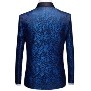 Mgnaie Mens Tux 2 Piece Floral Suit Paisley Shawl Lapel Slim Fit Single Breasted Groomsmen Suits for Wedding Prom Blue