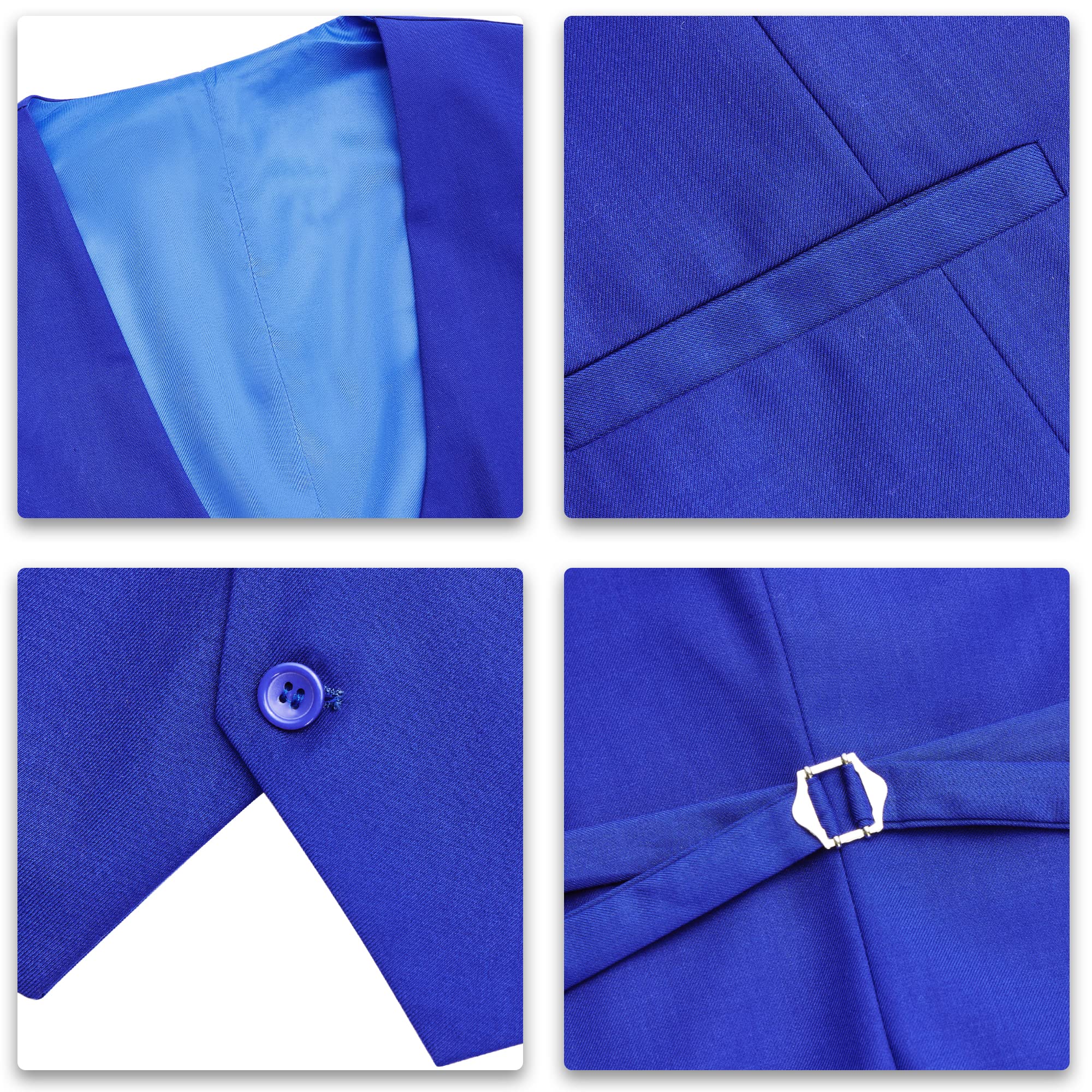 MAGE MALE Men's 3 Piece Suit Shawl Collar Slim Fit Elegant Tuxedo Solid One Button Wedding Party Blazer Vest Pants Set Royal Blue