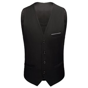 Men's 3 Piece Suit Slim Fit One Button Solid Tuxedo Jacket Suits for Men Slim Fit for Wedding Prom Blazer Vest Pants Black