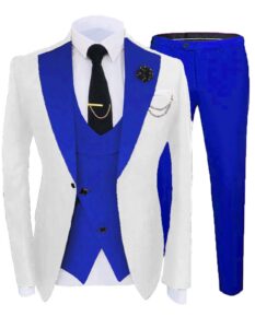 royal blue tux for men for wedding slim fit 3 piece suit one button prom suits blazer vest & trousers